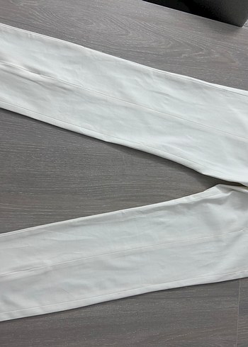 Kadın Beyaz fermuar detaylı Kumaş Pantolon - Görsel 2