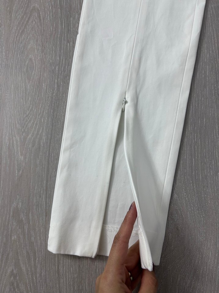 Kadın Beyaz fermuar detaylı Kumaş Pantolon - Görsel 3