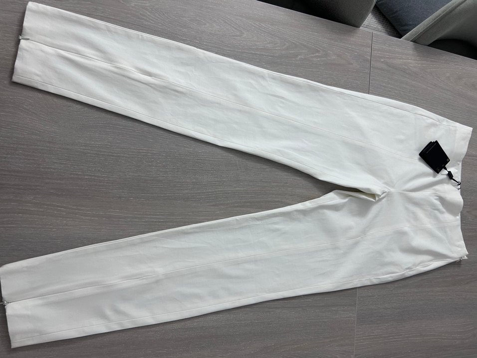 Kadın Beyaz fermuar detaylı Kumaş Pantolon - Görsel 2