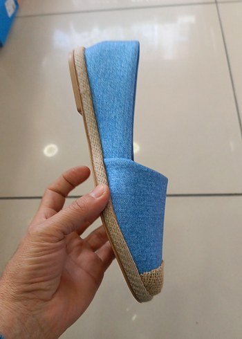 38 Beden Kadın Mavi Denim Dolgu Topuk Espadril 38_39_40_41 numaraları var
