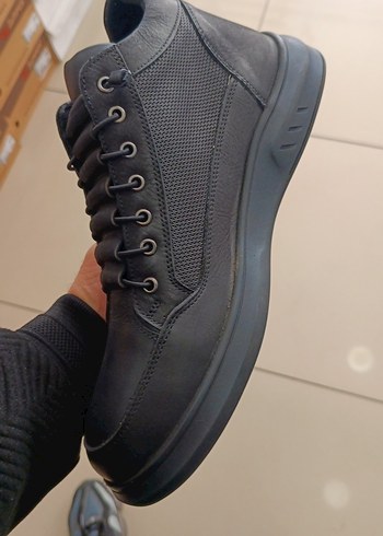 Erkek Hakiki Deri Siyah Bağcıklı Sokak Stili Bot - Görsel 3