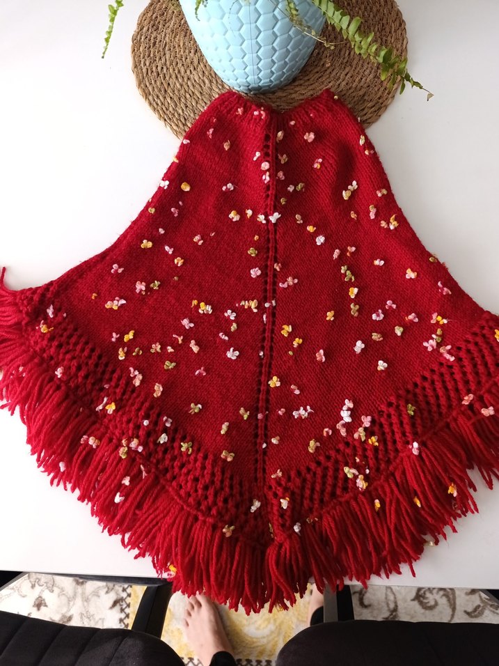 Kız Çocuk Örgü Panço - Görsel 4