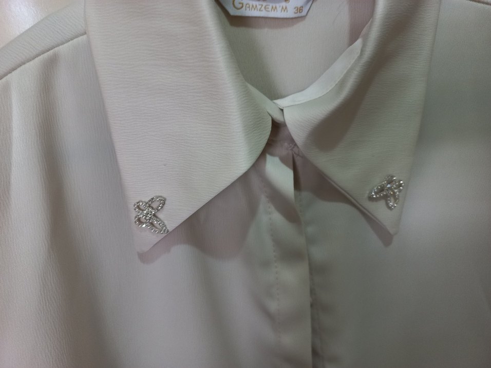 Bej Düğmeli Uzun Kollu Kadın Gömlek - Görsel 5