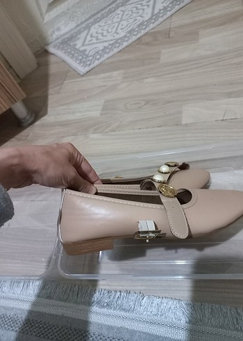 Bej Tokalı Kadın Topuklu Babet - Görsel 2