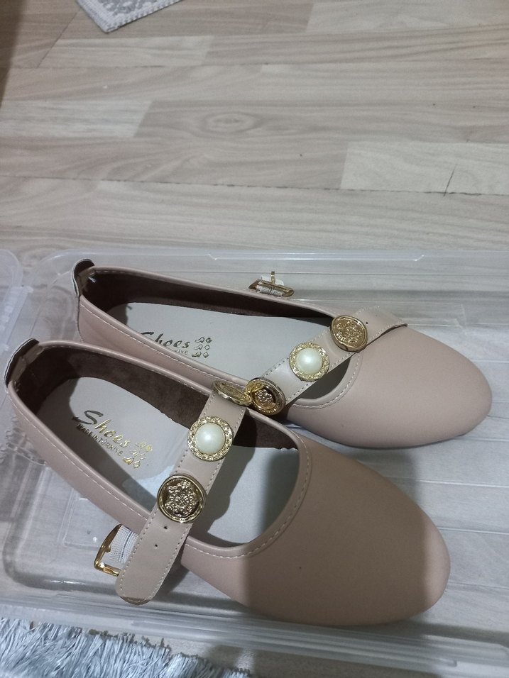 Bej Tokalı Kadın Topuklu Babet - Görsel 3