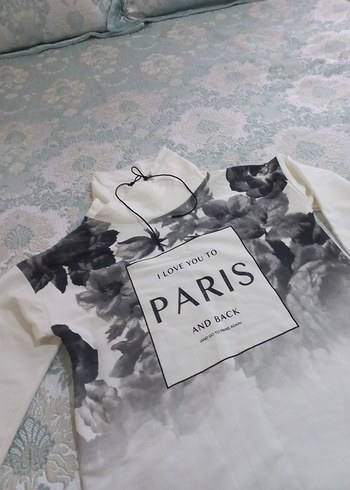 Paris Baskılı Uzun Kollu Kadın Tişört - Görsel 4