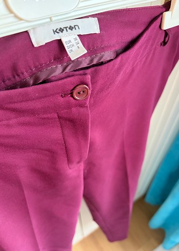 Bordo Midi Kadın Kumaş Pantolon - Görsel 2