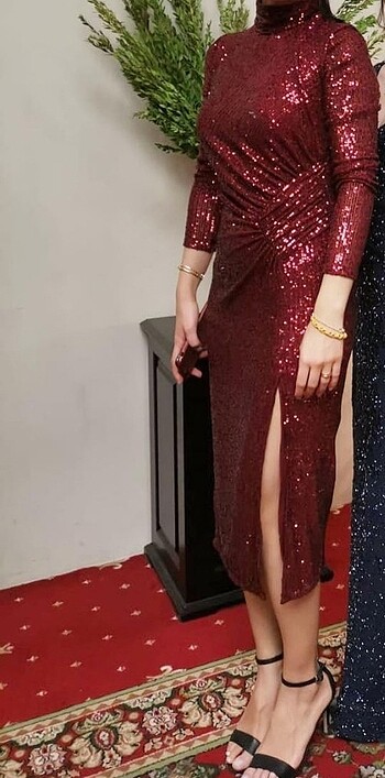 s Beden bordo Renk Arzu sabanci gece elbisesi