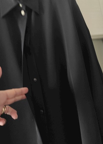 Düğmeli Siyah Kadın Ofis Ceket ve gömlek olarak kullanılır - Görsel 4