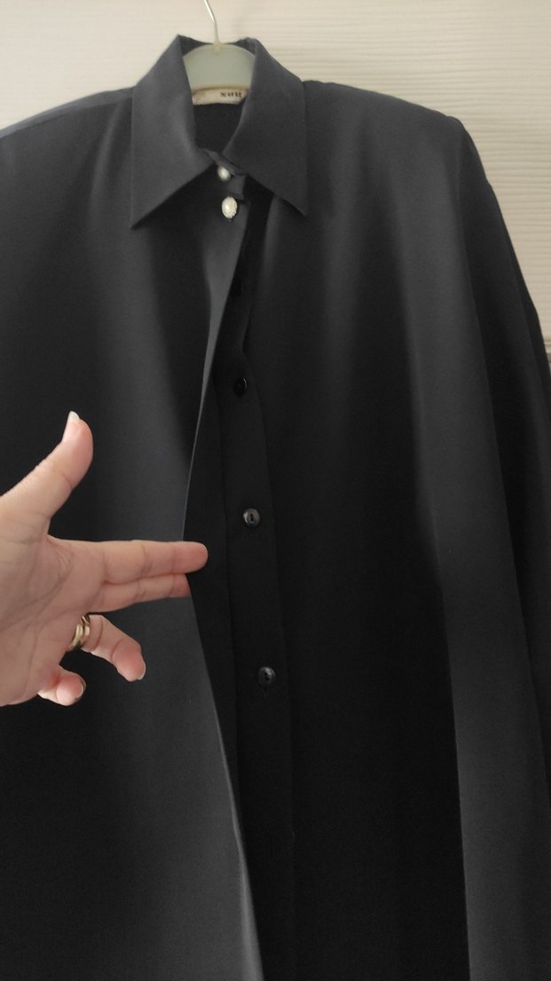 Düğmeli Siyah Kadın Ofis Ceket ve gömlek olarak kullanılır - Görsel 3