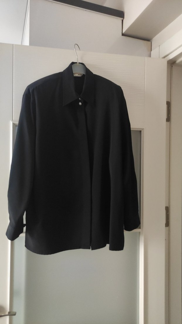 Düğmeli Siyah Kadın Ofis Ceket ve gömlek olarak kullanılır - Görsel 2