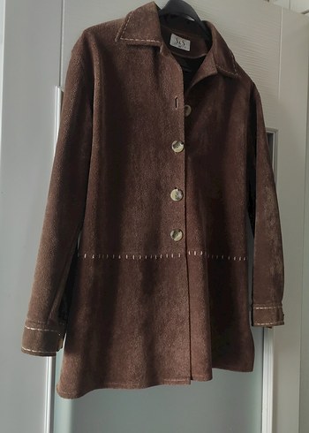 Düğmeli Kahverengi Süet Midi Kadın Kaban - Görsel 2