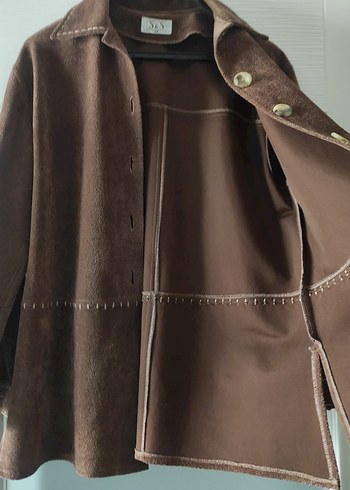 Düğmeli Kahverengi Süet Midi Kadın Kaban - Görsel 4