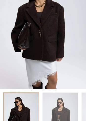 Diğer Koyu Kahverengi Oversize Blazer Ceket