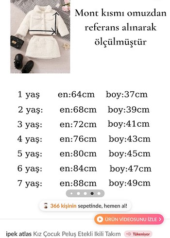 Kız Çocuk Beyaz Peluş Etekli İkili Takım - Görsel 5