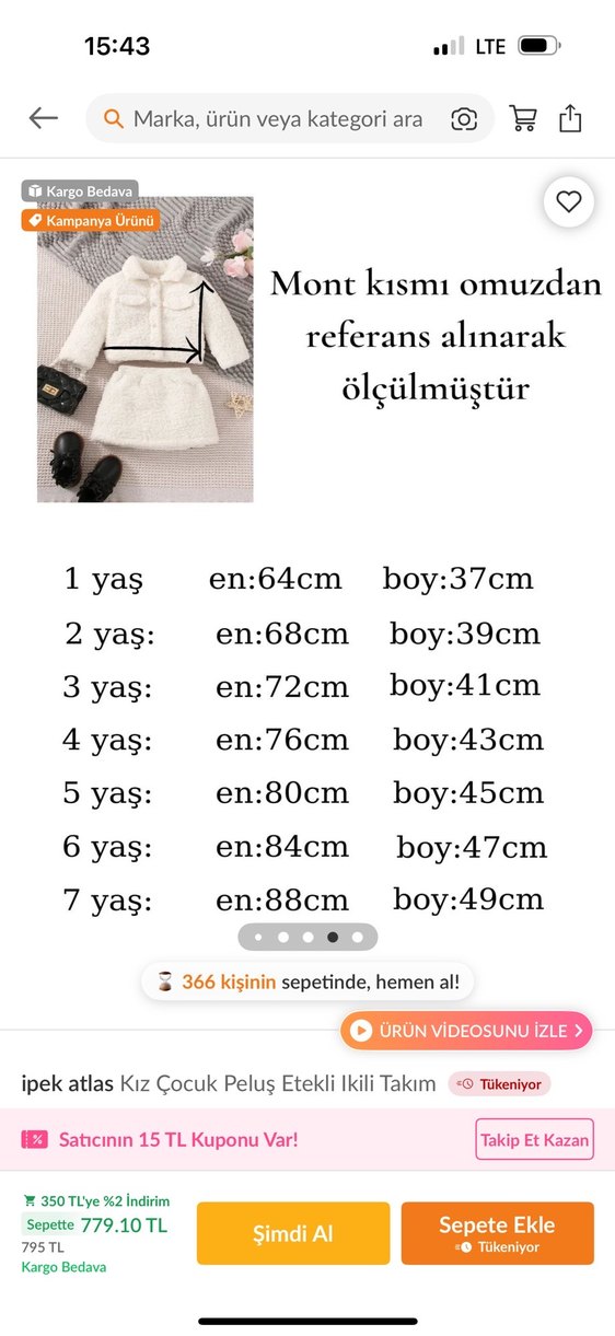 Kız Çocuk Beyaz Peluş Etekli İkili Takım - Görsel 5