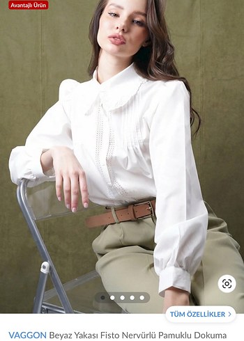 VAGGON Beyaz Pamuklu Uzun Kollu Gömlek - Görsel 2