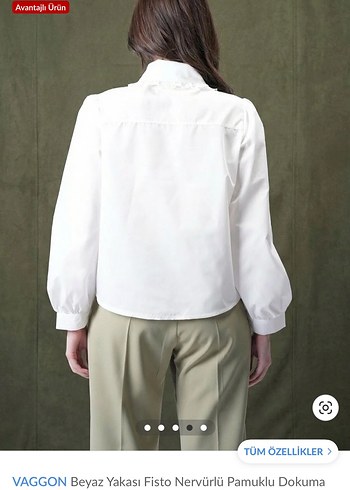 VAGGON Beyaz Pamuklu Uzun Kollu Gömlek - Görsel 4