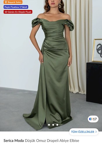 Serica Moda Düşük Omuz Drapeli Abiye Elbise - Görsel 3