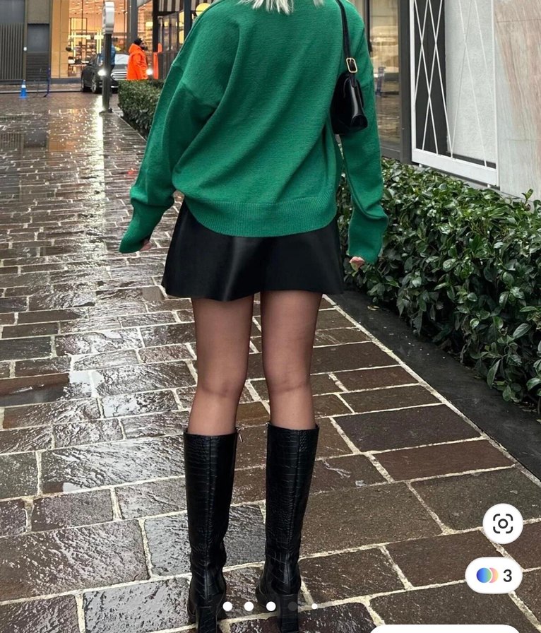 Deri etek şort - Görsel 4