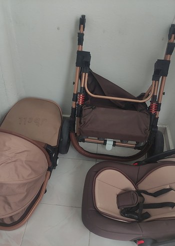 Açılabilir Koyu Bej Bebek Arabası Seti - Görsel 5