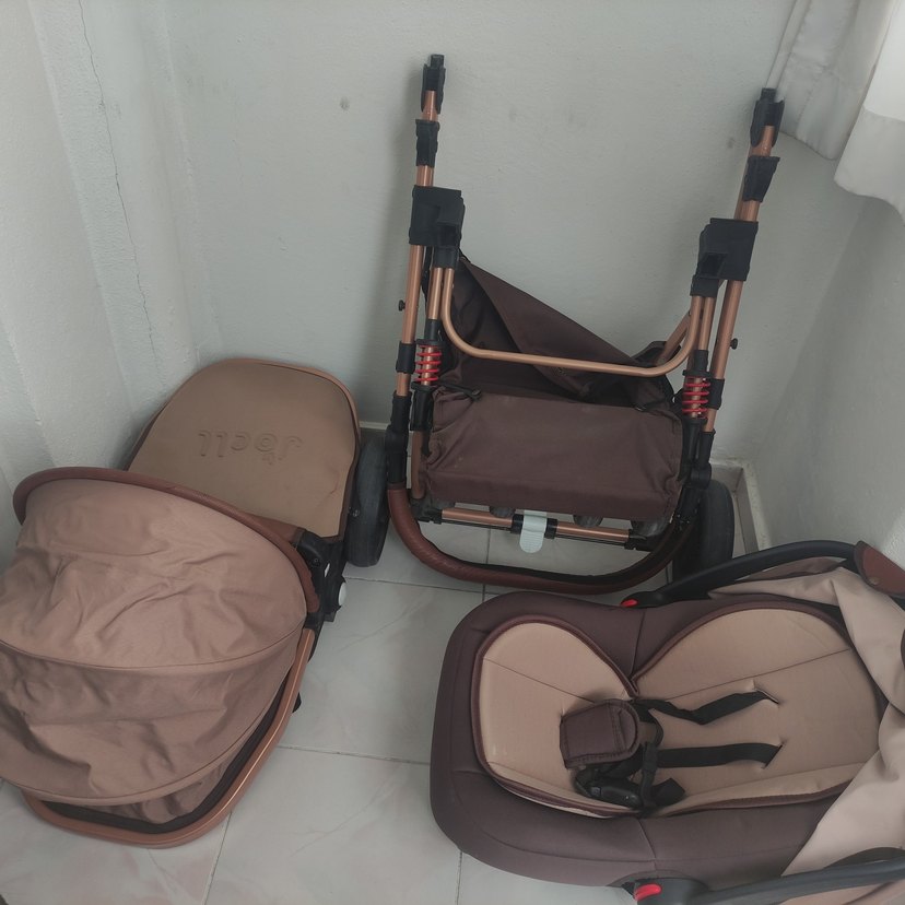 Açılabilir Koyu Bej Bebek Arabası Seti - Görsel 5