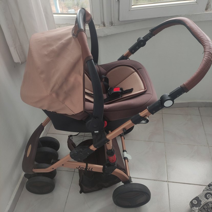 Açılabilir Koyu Bej Bebek Arabası Seti - Görsel 3