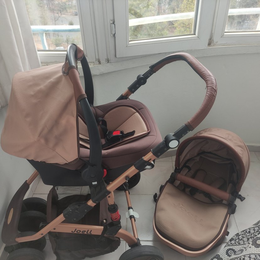 Açılabilir Koyu Bej Bebek Arabası Seti - Görsel 4