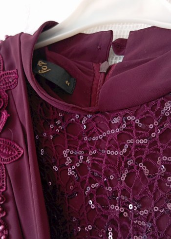 Bordo Uzun Kollu Kadın Abiye Elbise - Görsel 5