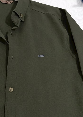 Düğmeli Erkek Haki Gömlek - Görsel 5