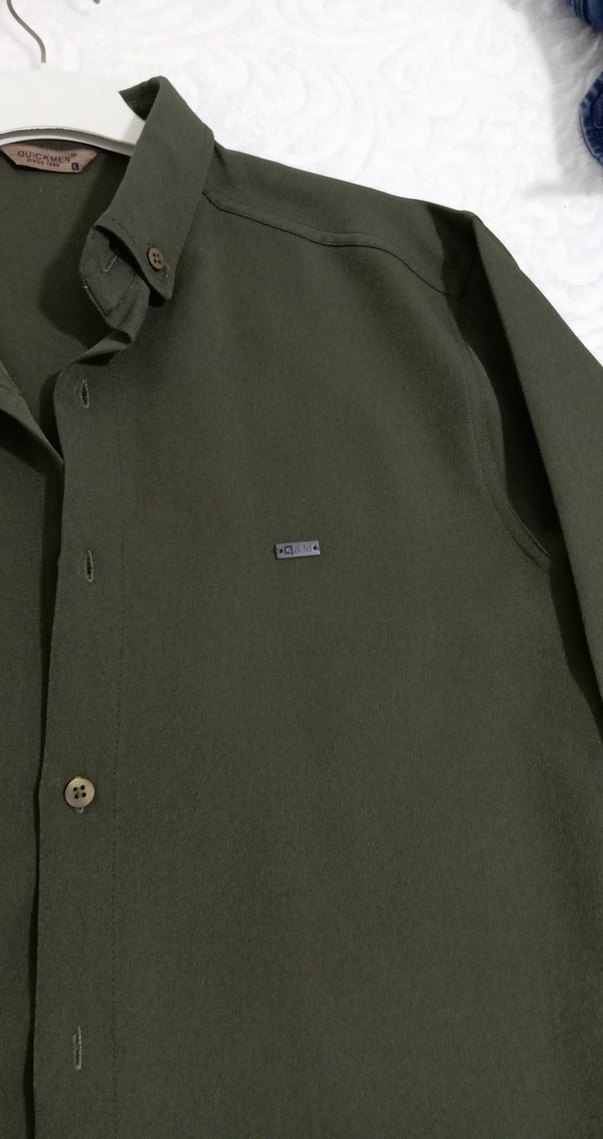 Düğmeli Erkek Haki Gömlek - Görsel 5