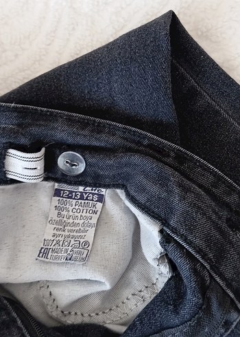 11-12 Yaş Beden Koyu siyah Erkek Çocuk Denim Pantolon