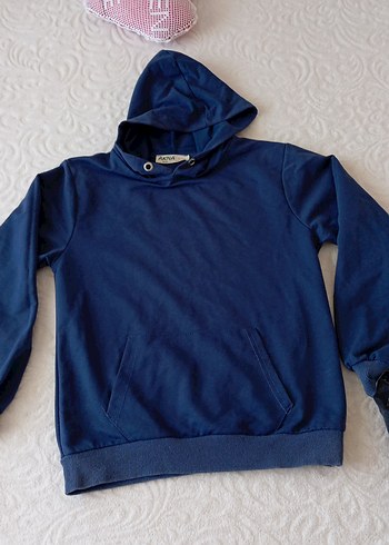 Mavi Kapüşonlu Çocuk Sweatshirt