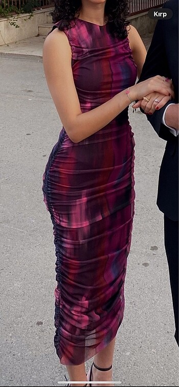 Zara büzgülü tül elbise