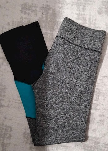 Gri Kadın Spor Tayt Velcro Detaylı