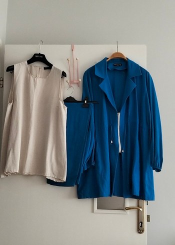 Mavi Keten Üçlü takım - Görsel 3