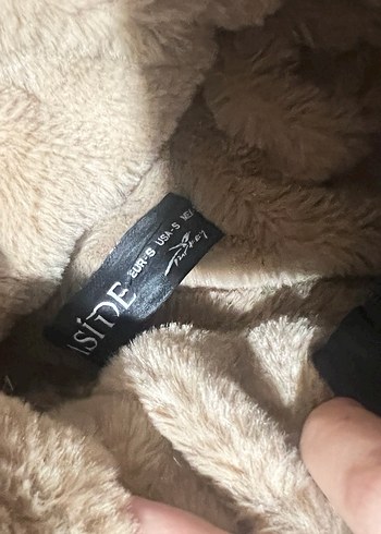 s Beden Bej Süet Mini Kadın Ceket, Kürklü, Regular Fit