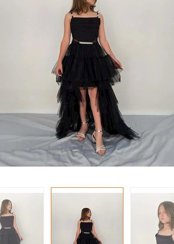 Diğer Kız Çocuk Siyah Pilili Gotik Abiye Elbise