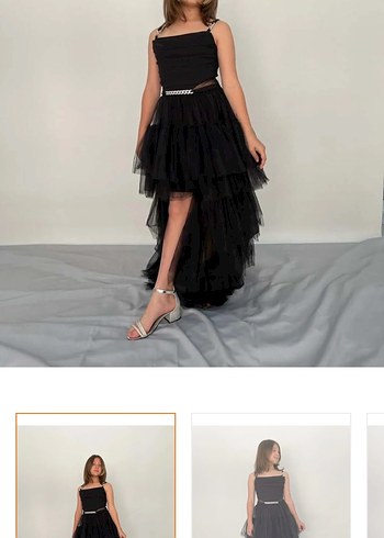 13-14 Yaş Beden siyah Renk Kız Çocuk Siyah Pilili Gotik Abiye Elbise