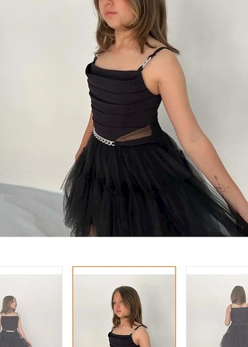 Kız Çocuk Siyah Pilili Gotik Abiye Elbise