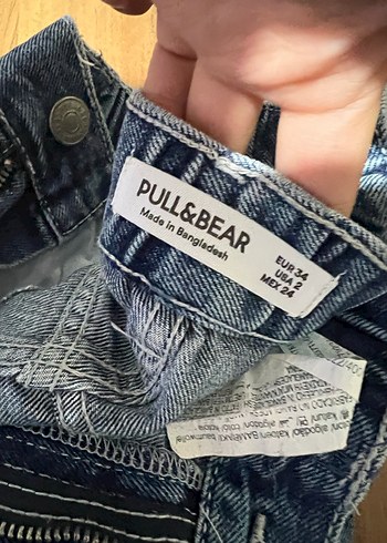 Pull and Bear Mavi Kadın Denim Bol Kesim Pantolon