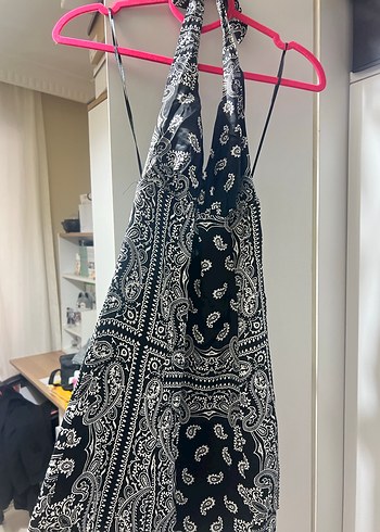 Bohem Siyah Halter Yaka Tulum