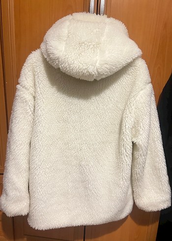 Beyaz Midi Kadın Suni Kürk Mont - Görsel 3