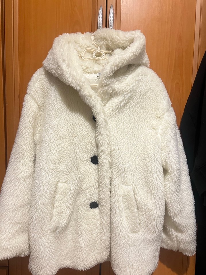Beyaz Midi Kadın Suni Kürk Mont - Görsel 4