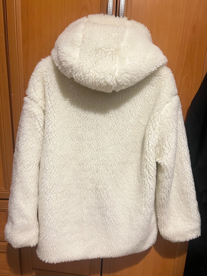 Beyaz Midi Kadın Suni Kürk Mont - Görsel 3