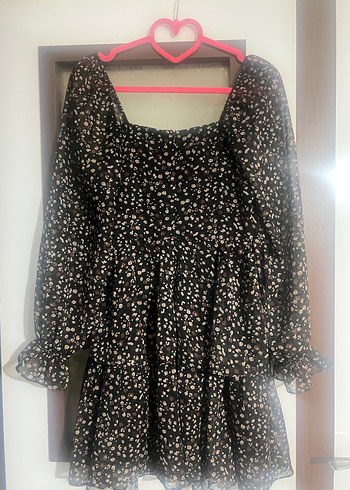 Kahverengi Desenli Mini Elbise - Görsel 4