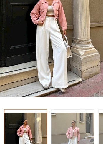 pembe kot ceket - Görsel 3