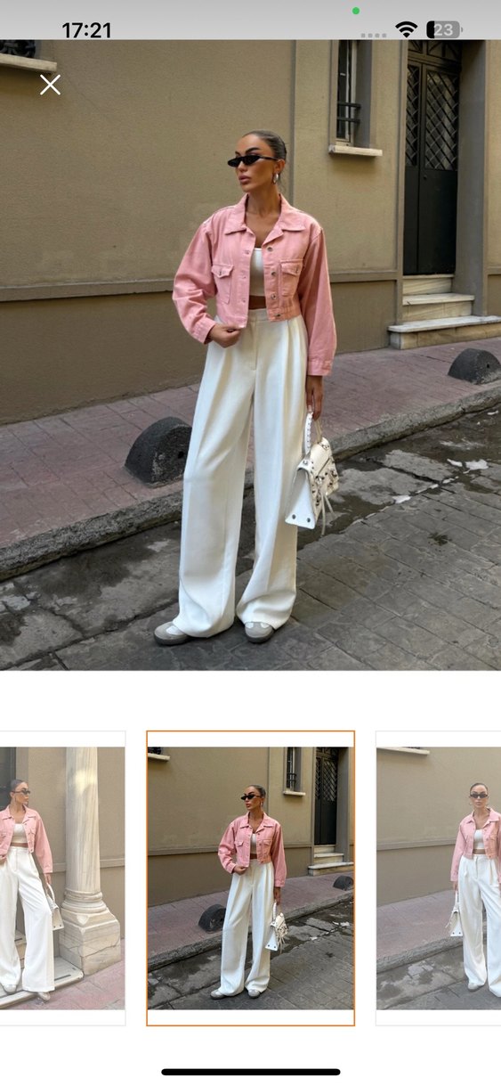 pembe kot ceket - Görsel 2