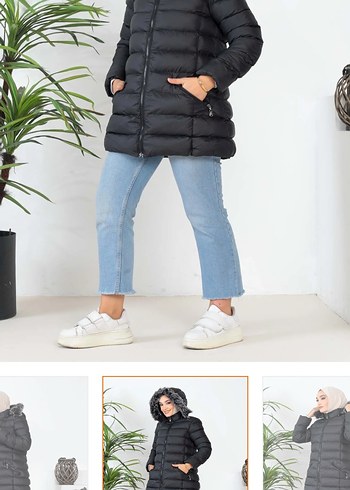 Siyah Kürklü Kadın Kışlık Mont - Görsel 8
