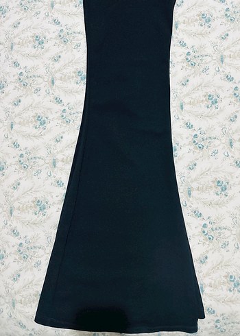 Siyah Kadın Midi Kumaş İspanyol paça esnek - Görsel 2